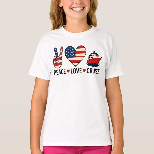 Peace Love Cruise USA Vacation Vibes T-Shirt (Front)