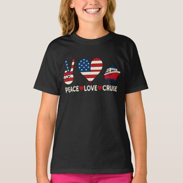 Peace Love Cruise USA Vacation Vibes T-Shirt (Front)