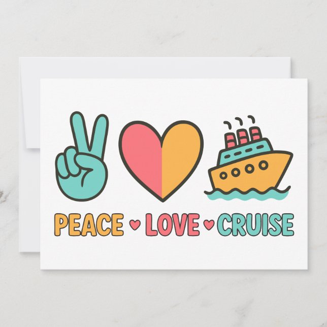 Peace Love Cruise Vacation Invitation (Front)