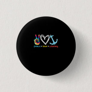Peace Love Cruising Ship Floating Ocean Tie Dye 3 Cm Round Badge