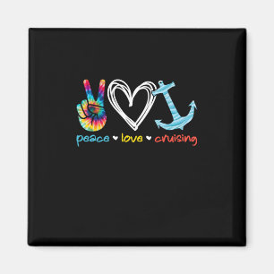 Peace Love Cruising Ship Floating Ocean Tie Dye Magnet