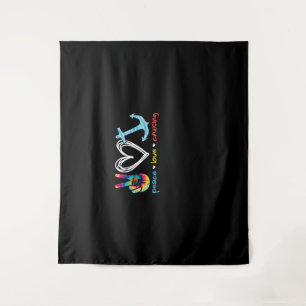 Peace Love Cruising Ship Floating Ocean Tie Dye Tapestry