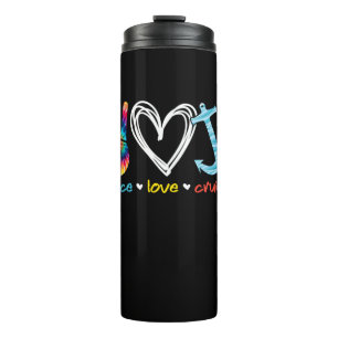 Peace Love Cruising Ship Floating Ocean Tie Dye Thermal Tumbler