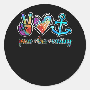 Peace Love Cruising Ship Hippie Floating Ocean Bea Classic Round Sticker