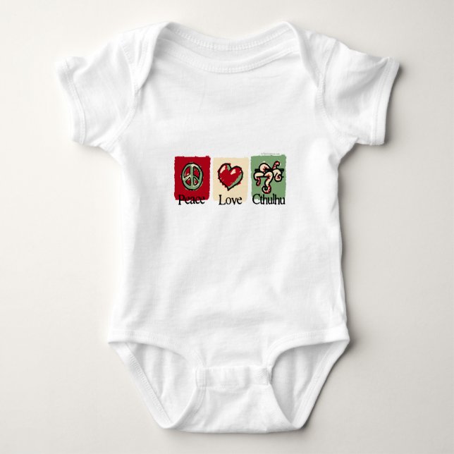 Peace. Love. Cthulhu. Baby Bodysuit (Front)