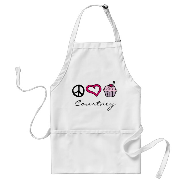 Peace, Love & Cupcakes! Add Your Name! Standard Apron (Front)
