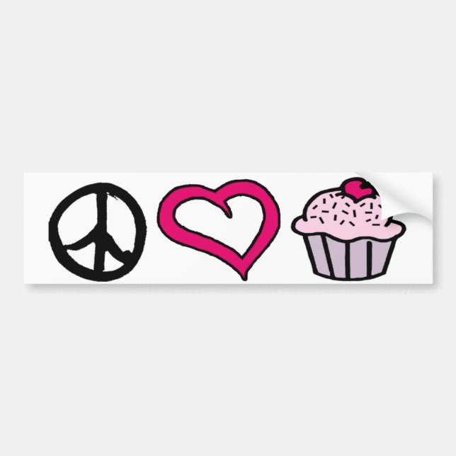 Peace, Love & Cupcakes! Bumper Sticker (Front)