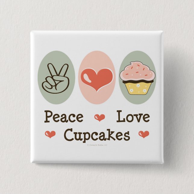 Peace Love Cupcakes Button (Front)