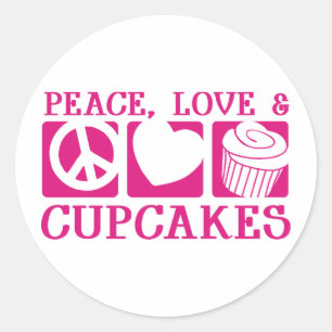 Peace Love Cupcakes Classic Round Sticker