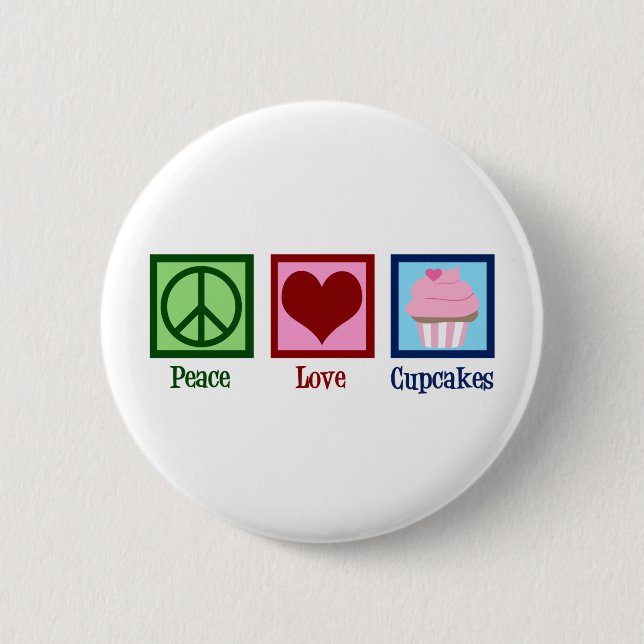 Peace Love Cupcakes Cute Baker 6 Cm Round Badge (Front)