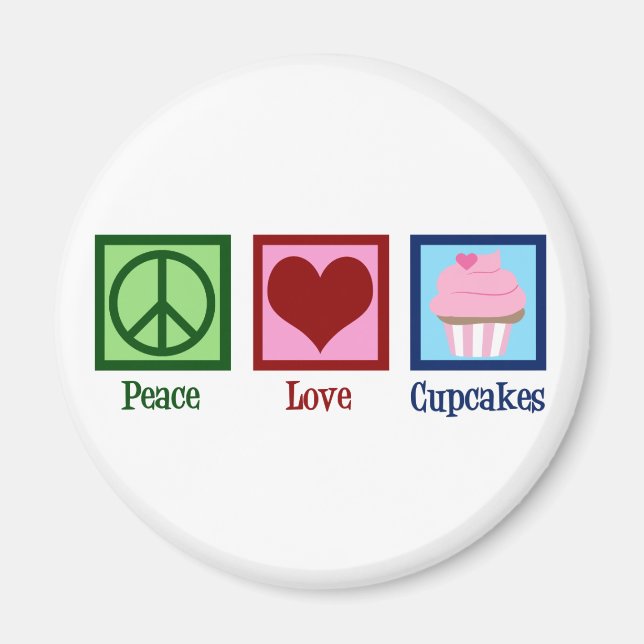 Peace Love Cupcakes Cute Baker Magnet (Front)