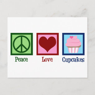 Peace Love Cupcakes Cute Cupcake Postcard
