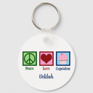 Peace Love Cupcakes Key Ring