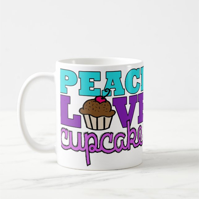 Peace, Love & Cupcakes! Mug Purple (Left)