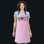 Peace Love Cupcakes Pretty Pink Baker Apron<br><div class="desc">This pretty pink cupcake apron makes a cute pastry chef gift for a baker of sweet dessert. Peace Love Cupcakes.</div>