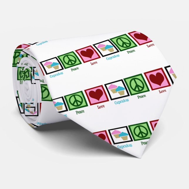 Peace Love Cupcakes Tie (Rolled)
