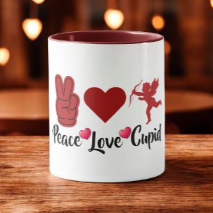 Peace Love Cupid - Adorable Valentine's Day Angel Mug