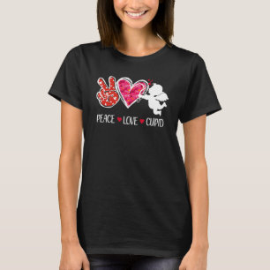 Peace Love Cupid Cute Red Leopard Valentine's Day  T-Shirt