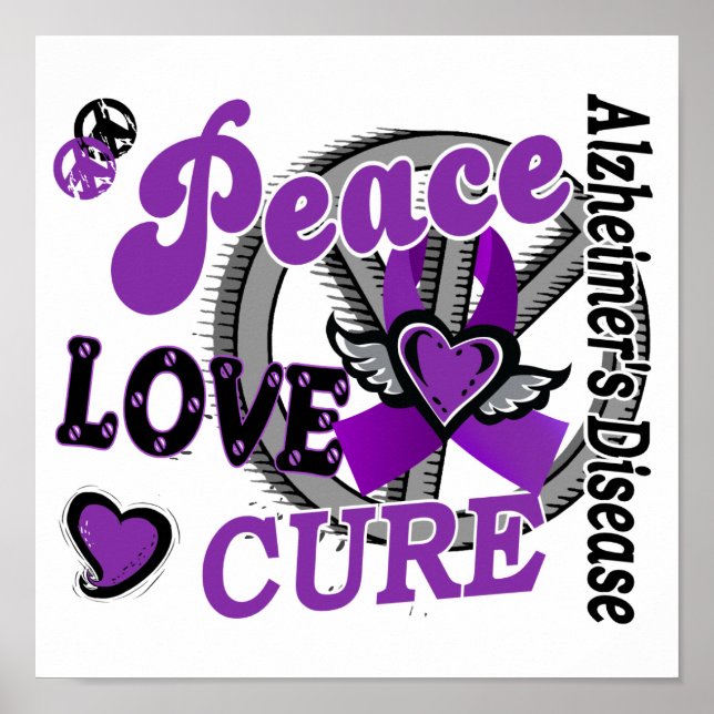 Peace Love Cure 2 Alzheimer's Disease Poster (Front)
