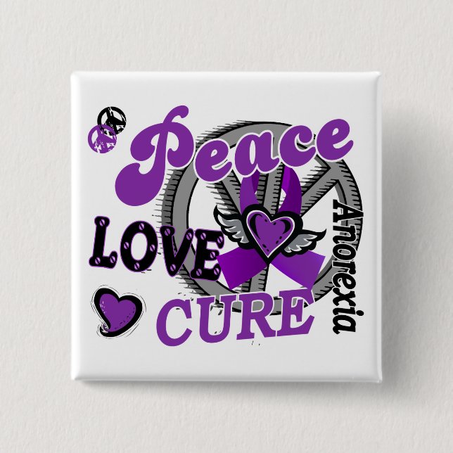 Peace Love Cure 2 Anorexia 15 Cm Square Badge (Front)