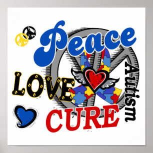 Peace Love Cure 2 Autism Poster