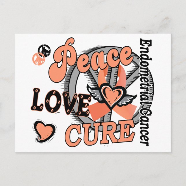 Peace Love Cure 2 Endometrial Cancer Postcard (Front)