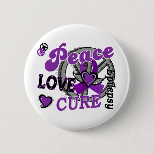 Peace Love Cure 2 Epilepsy 6 Cm Round Badge