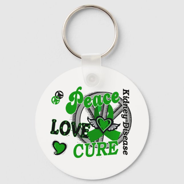 Peace Love Cure 2 Kidney Disease Key Ring (Front)