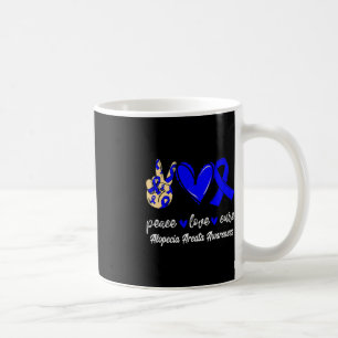 Peace Love Cure Alopecia Areata Blue Ribbon Awaren Coffee Mug