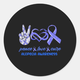 Peace Love Cure Alopecia Awareness Classic Round Sticker