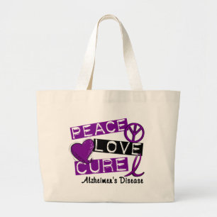 PEACE LOVE CURE ALZHEIMER’S DISEASE LARGE TOTE BAG