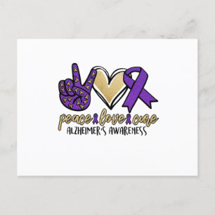 Peace Love Cure Alzheimer's Awareness Announcement Postcard