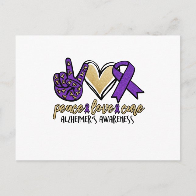 Peace Love Cure Alzheimer's Awareness Announcement Postcard (Front)