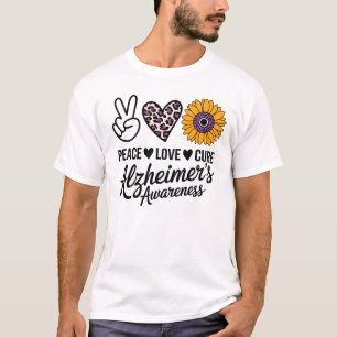 PEACE LOVE CURE Alzheimer's Awareness T-Shirt