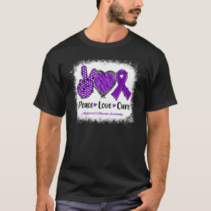 Peace Love Cure Alzheimers Disease Awareness Purpl T-Shirt