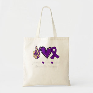 Peace Love Cure Arachnoiditis Purple Ribbon Awaren Tote Bag