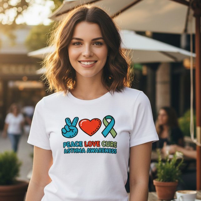 Peace Love Cure Asthma Awareness Tri-Blend Shirt (Creator Uploaded)