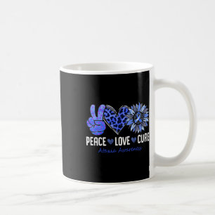 Peace Love Cure Ataxia Awareness Month Blue Sunflo Coffee Mug