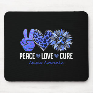 Peace Love Cure Ataxia Awareness Month Blue Sunflo Mouse Mat