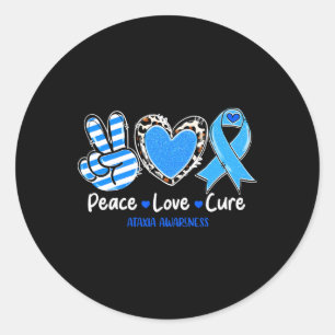 Peace Love Cure Ataxia Awareness Support Gifts 1 Classic Round Sticker