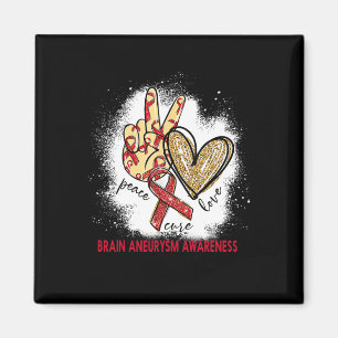 Peace Love Cure Bleached Brain Aneurysm Awareness  Magnet