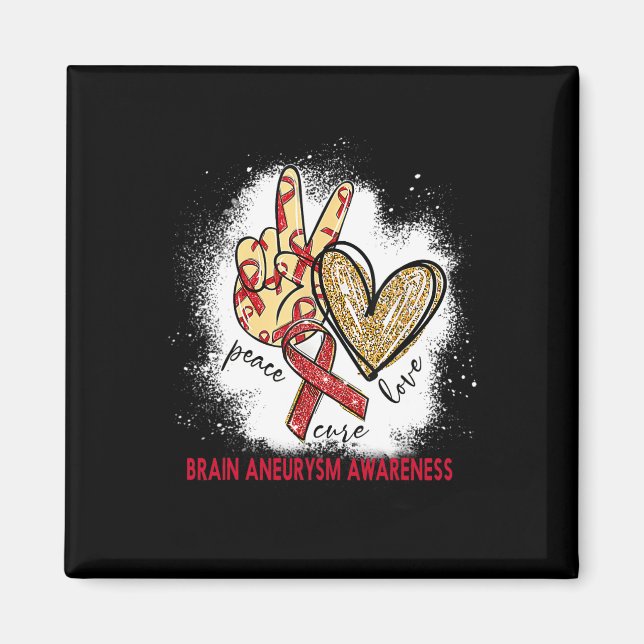 Peace Love Cure Bleached Brain Aneurysm Awareness  Magnet (Front)