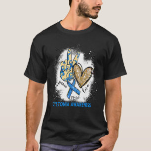 Peace Love Cure Bleached Dystonia Awareness T-Shirt