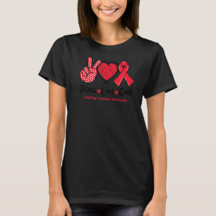 Peace Love Cure Bleeding Disorders Awareness Red R T-Shirt