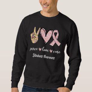 Peace Love Cure Blindness Red Polka Dot Ribbon Awa Sweatshirt