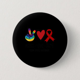 Peace Love Cure Blood Cancer Awareness Support Squ 6 Cm Round Badge