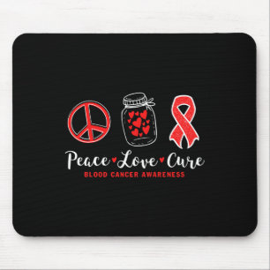 Peace Love Cure Blood Cancer Awareness With Red Ri Mouse Mat