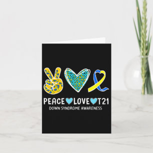 Peace Love Cure Blue And Yellow Ribbon Down Syndro Card