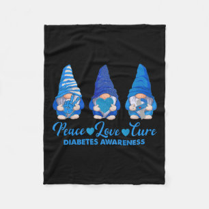 Peace Love Cure Blue Gnomes T1d Diabetes Awareness Fleece Blanket
