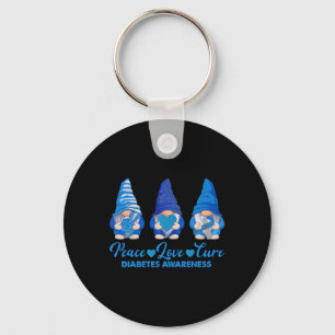 Peace Love Cure Blue Gnomes T1d Diabetes Awareness Key Ring